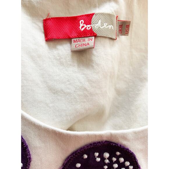 Boden Flower Applique Sheath Dress White Cotton Blend Sleeveless US 4L UK 8L - Picture 5 of 6